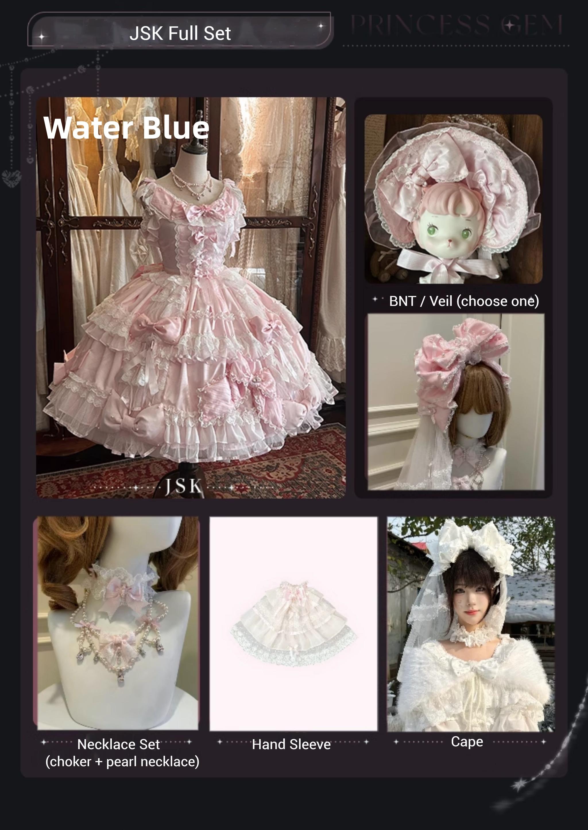 Mengfuzi - Gem Princess - Wedding Sweet Lolita JSK Dress Suit, Side Zipper (2XL L M S XL) 44018:792912