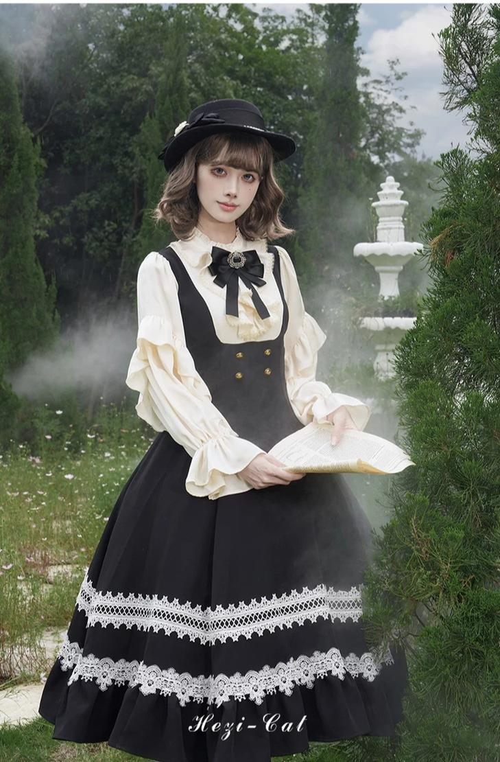 Hometown Autumn - Plus Size Classic Lolita Fake Two-Piece OP Dress 45667:857575