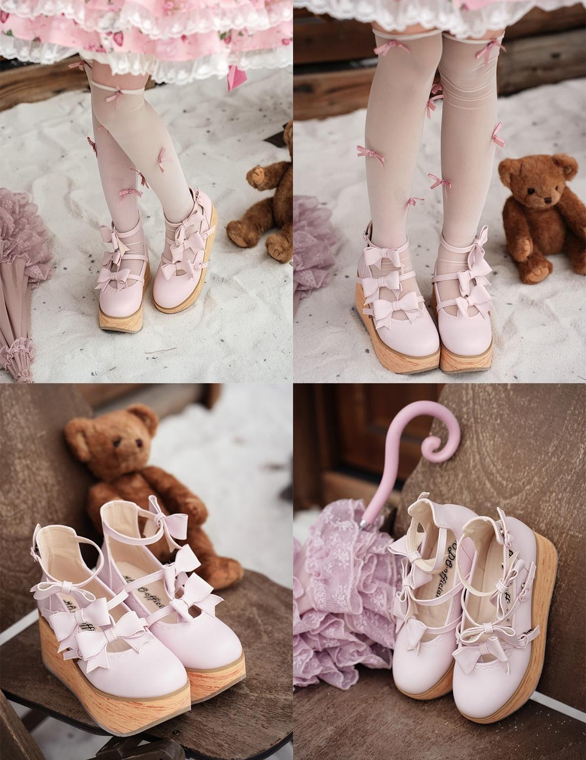 MODO - Sweet Lolita High Platform Shoes, Three Bows 44182:797581