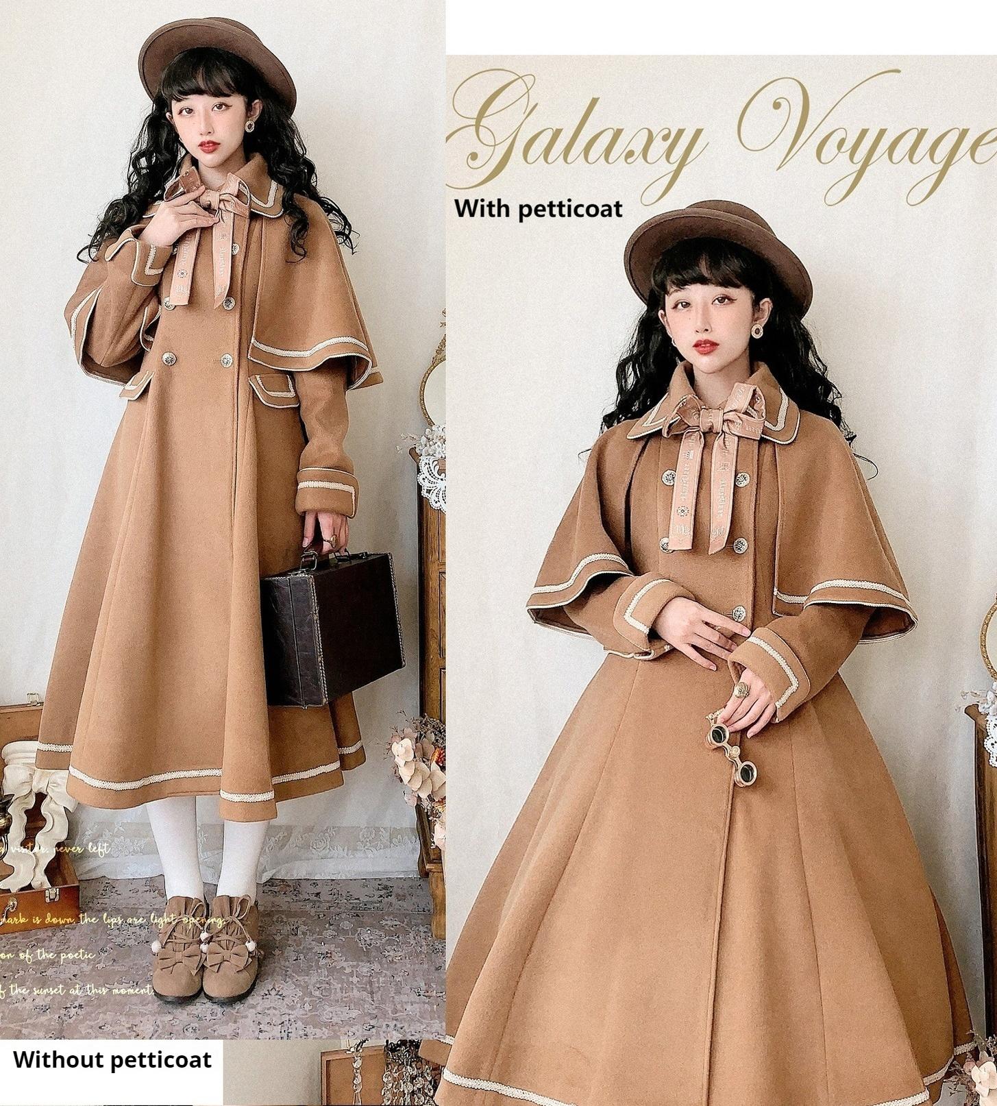 Unideer - Galaxy Traveler - Classic School Lolita Overcoat with Detachable Cape and Bow 39940:643434