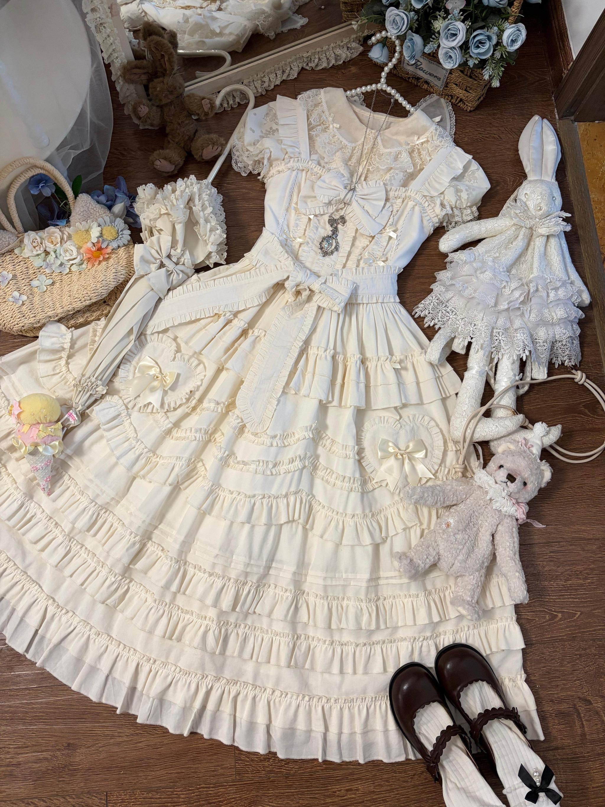 Loveheart - Solid Classic Lolita JSK Dress, Tiered Hem (L M S) 44486:810080