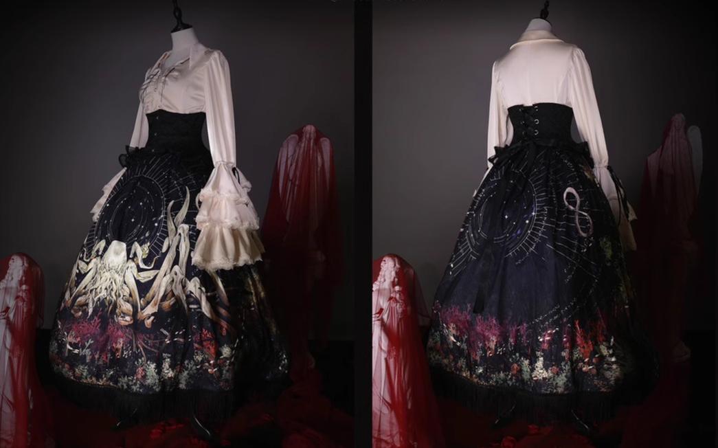 Caged Bird Hotel - Reborn Ancient God - Gothic Lolita Shirt & Skirt Set 35812:505190