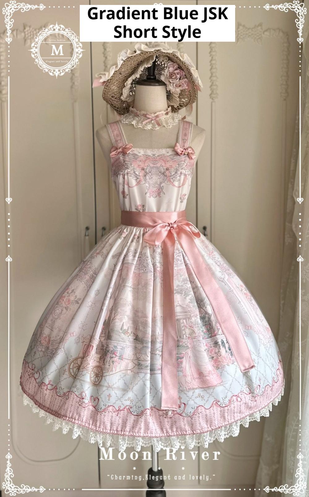 Moon River - Swan Lake Mirror - Pink Sweet Lolita Print JSK Dress (L M S XL XS) 43705:783372
