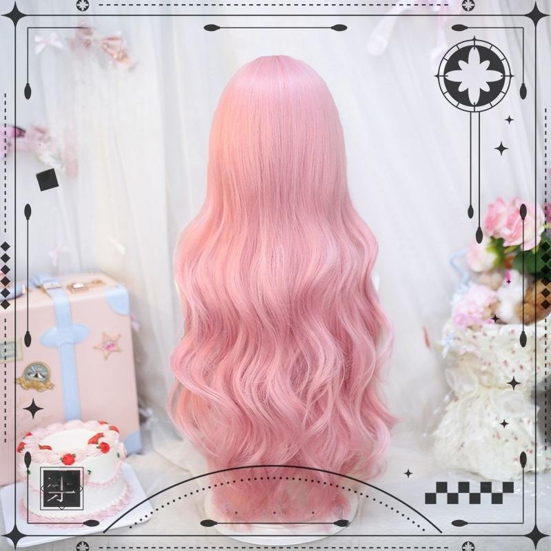 Dalao Home - Sweet Lolita Wig Double Ponytails Long Wavy Wig 2597F Sakura Pink (Loose Hair)