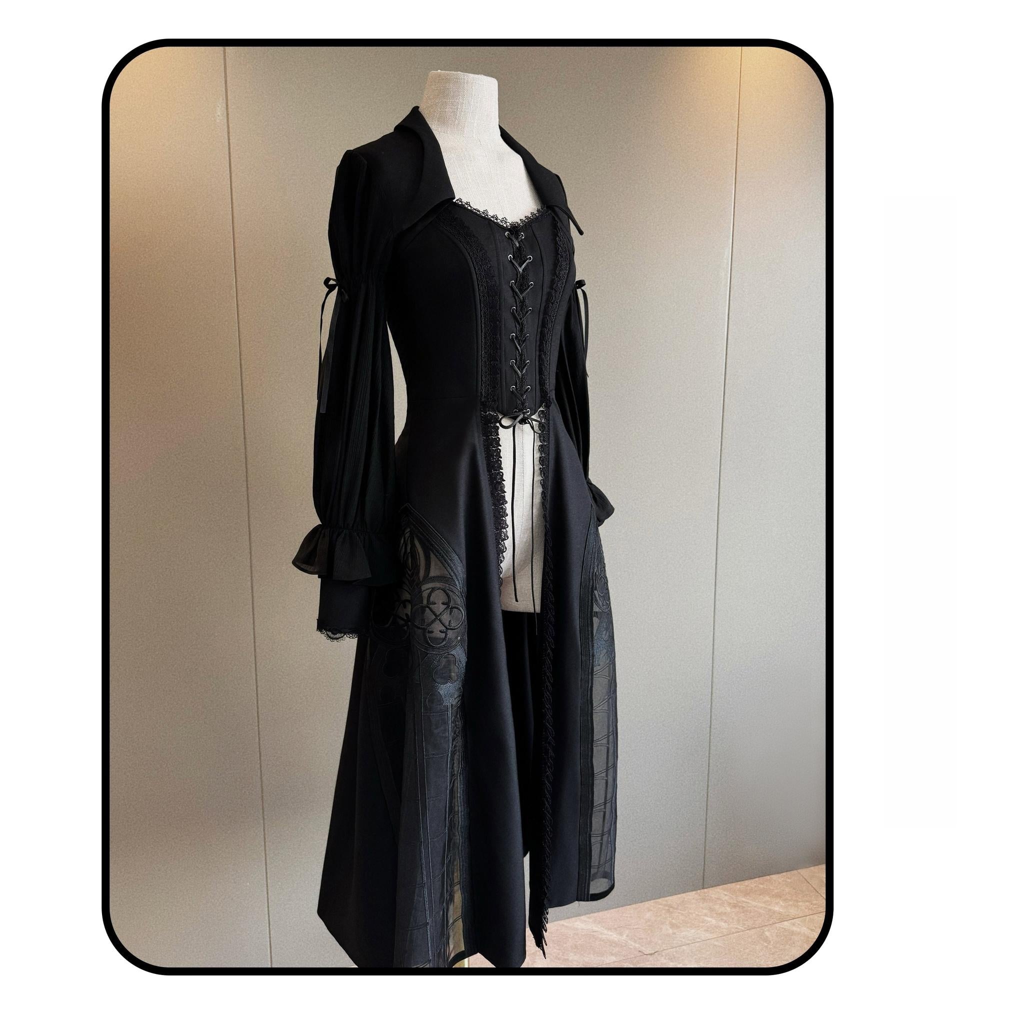 Susin Lolita - Night Traveler - Gothic Lolita Skirt Outfit Long Coat Shirt and Bustier Set 42118:727584
