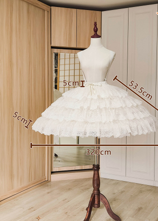 Sentaro - Elegant Lolita A-line Fish-bon Adjustable Tiered Skirt (white) 15014:209094