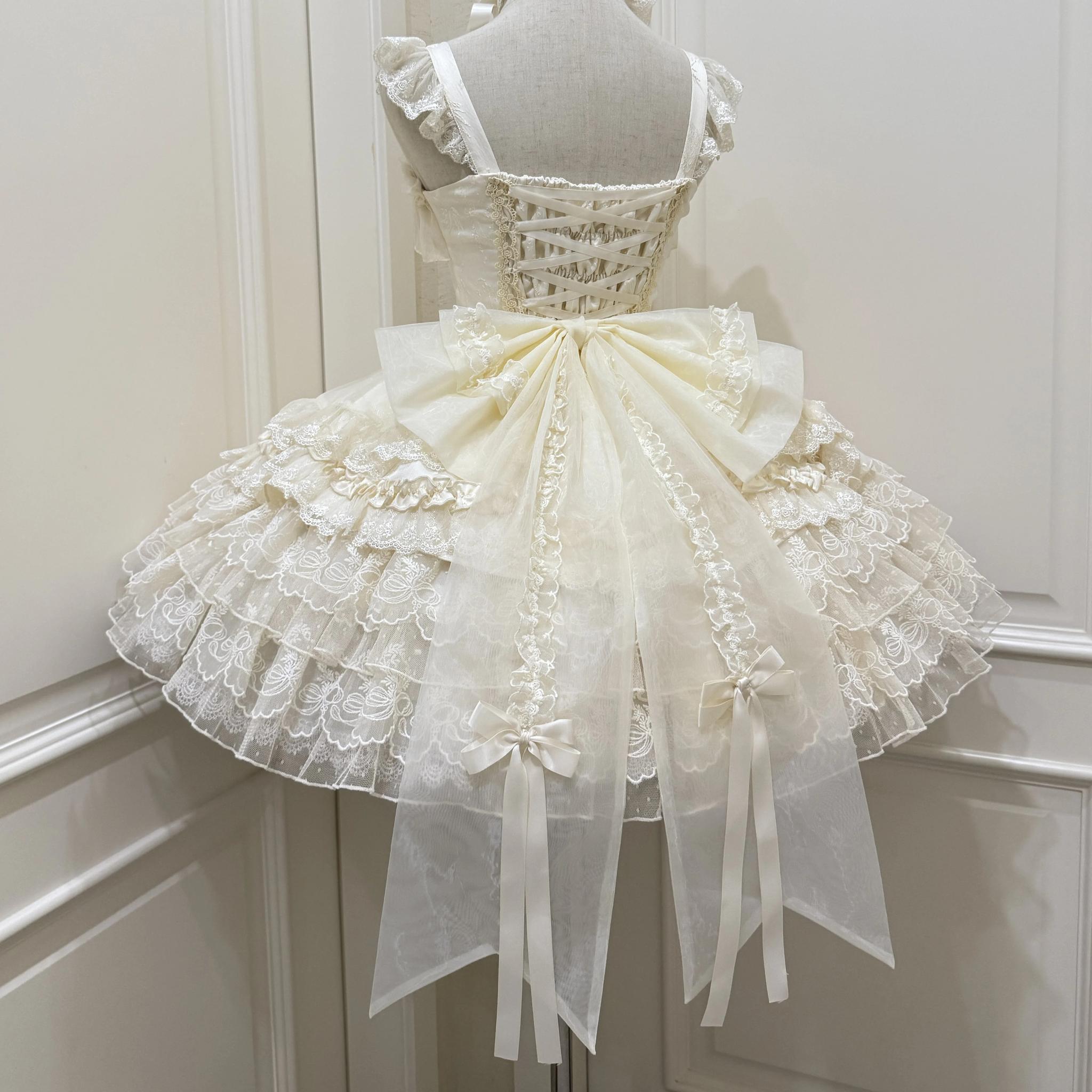 Sugar Girl - Ribbons of Love - Sweet Lolita JSK Dress, Tiered Ruffles 43767:785754