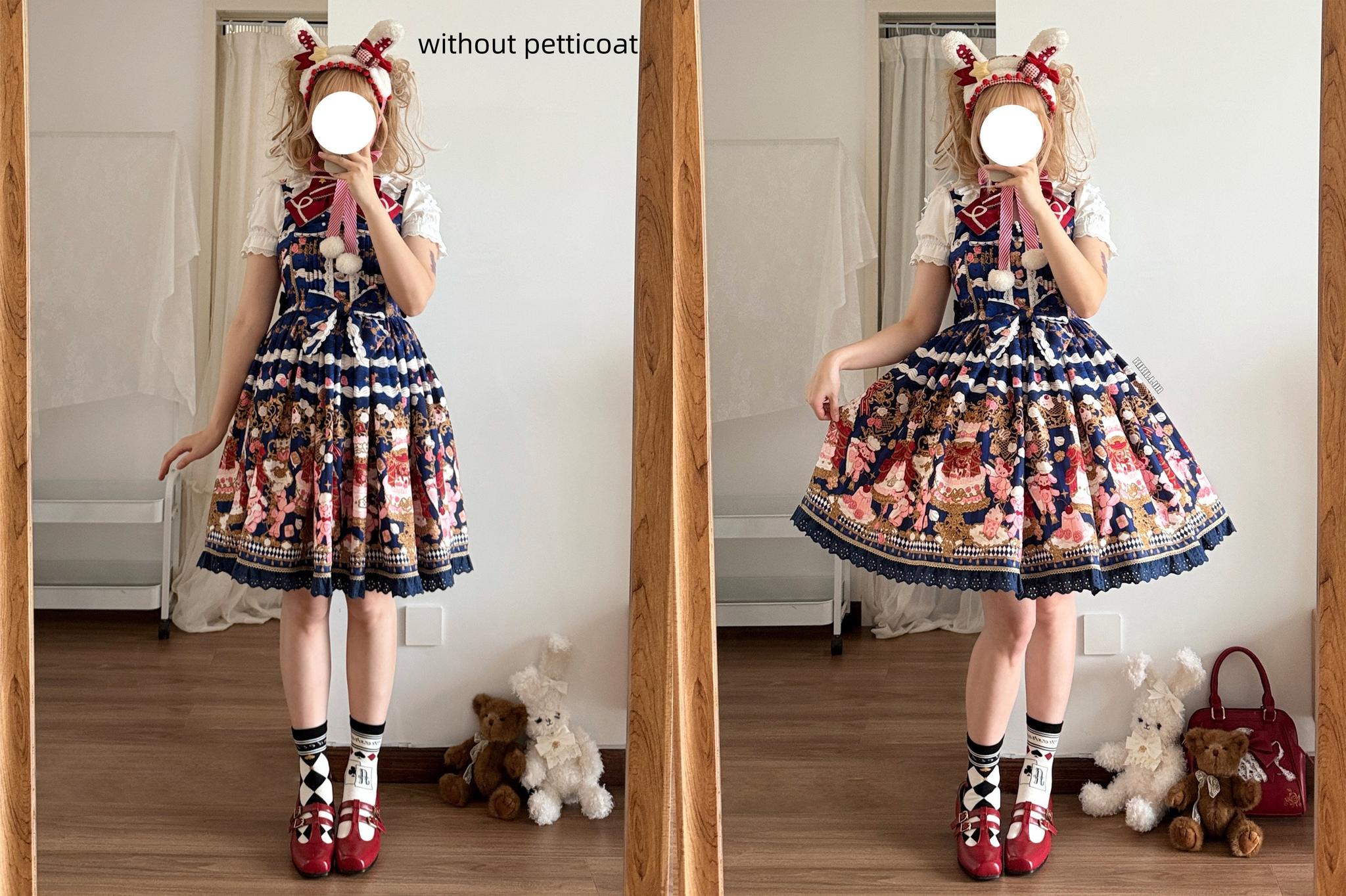 Sugar Festivaly - Kawaii Lolita JSK Dress, Cake & Bear Print 44540:811826