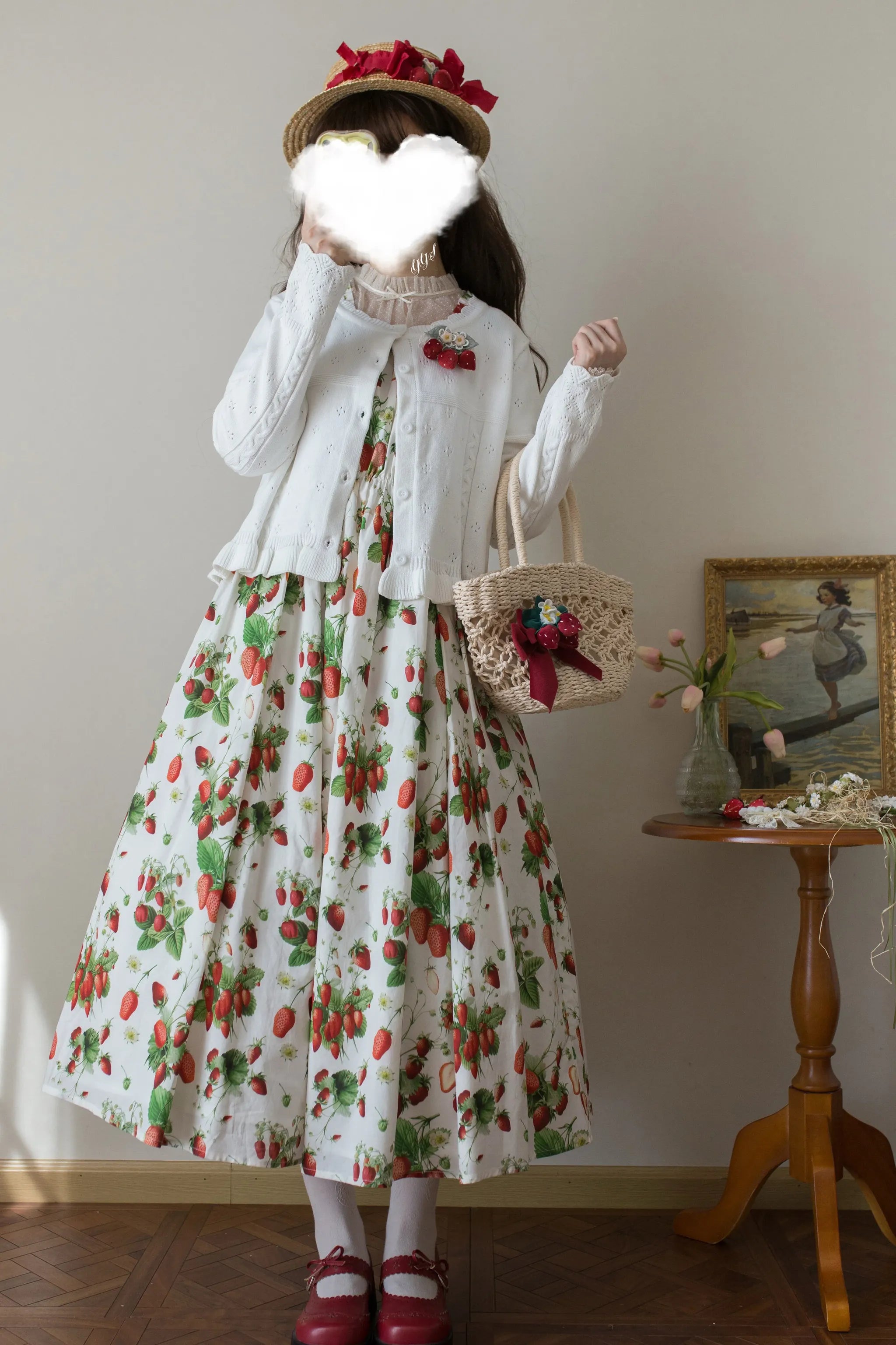 MIST - Kawaii Lolita Sweater Cardigan, Ruffled Lace Hem 43896:789188