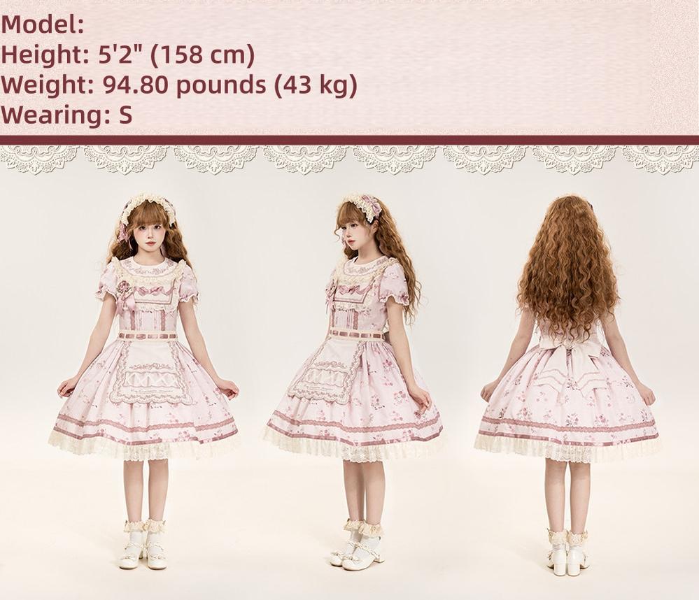 Rose Catalogue - Printed Sweet Lolita OP Dress, Embroidered Apron