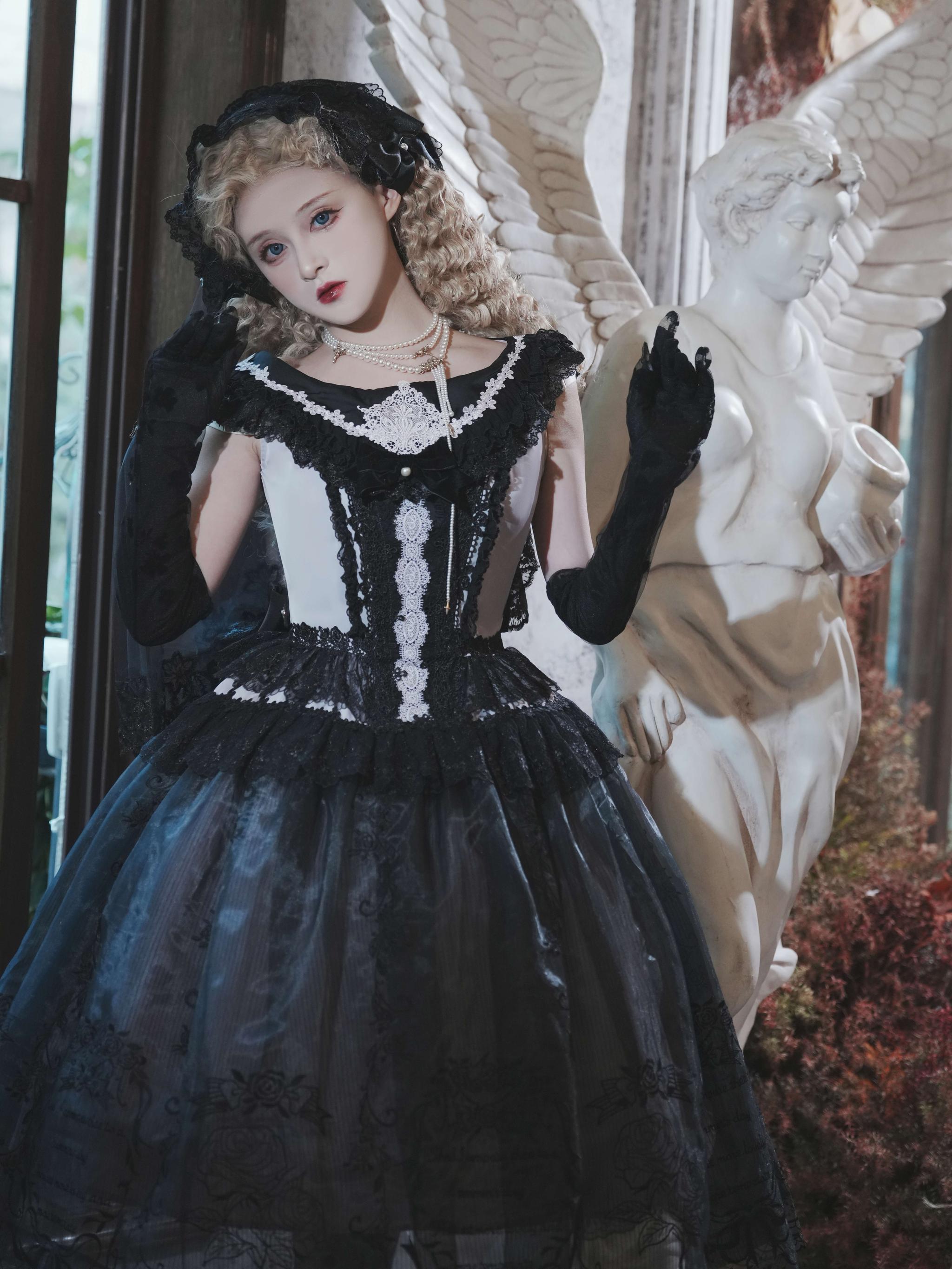 AuroraBorealis - Moonshadow - Gorgeous Wedding Lolita Dress Set Embroidered JSK SK and Bodice