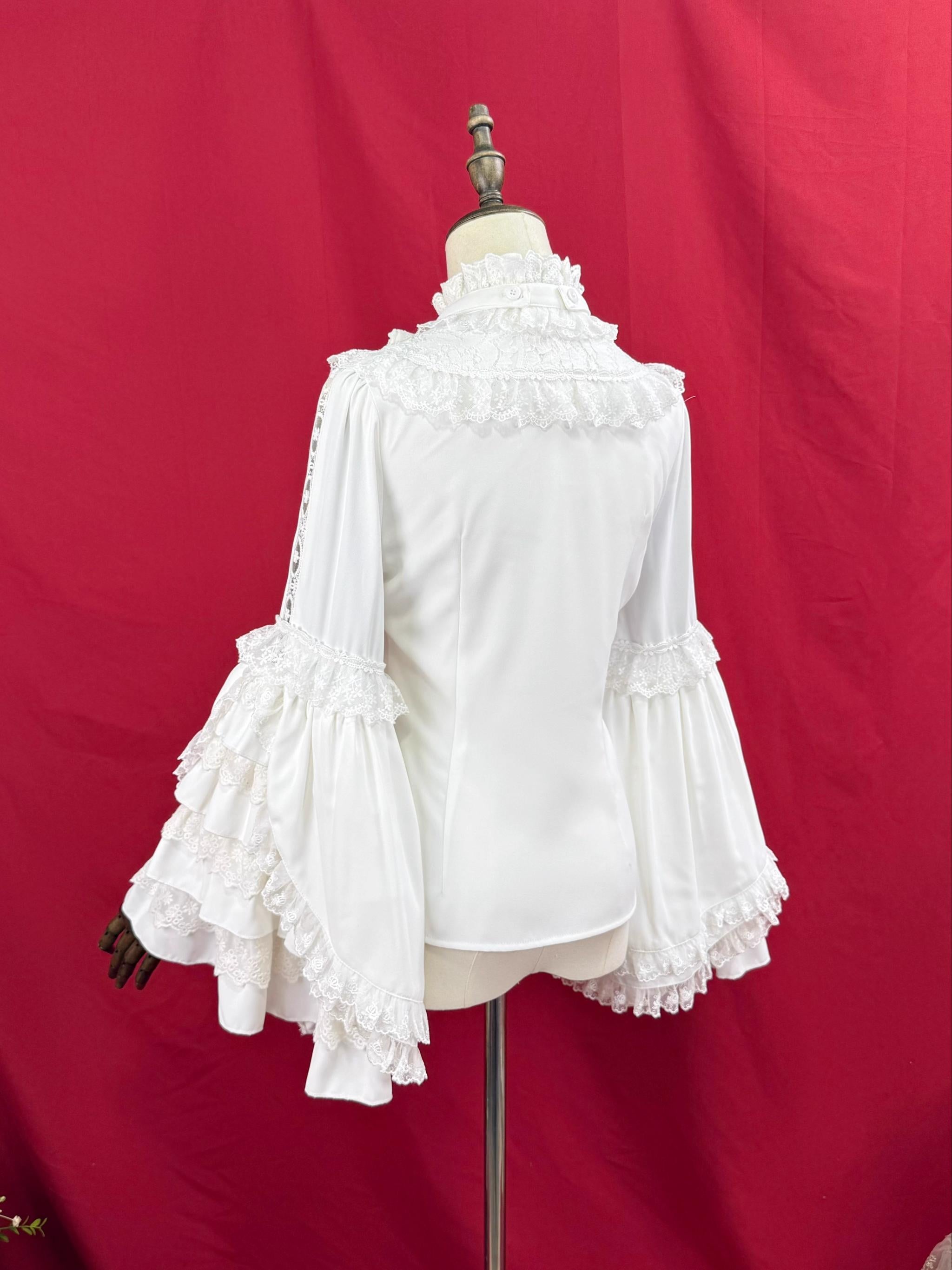 Hime Sleeved Classic Lolita Shirt, Detachable Bow 44361:805958