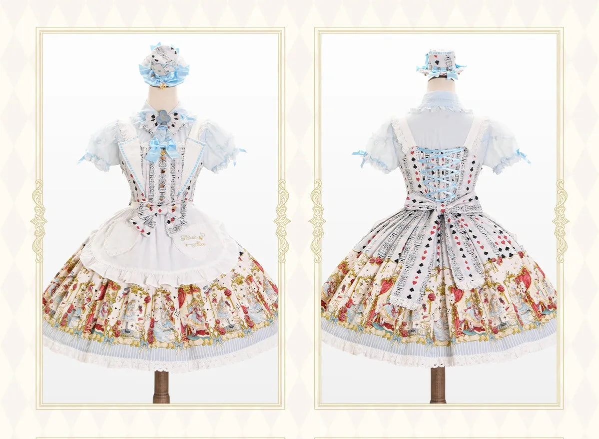 Tarot Alice - Cotton Old School Lolita JSK Dress, Detachable Apron 45739:861570