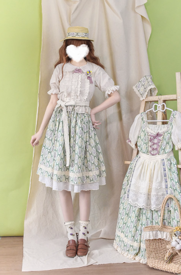 Miss Point - Little Anna - Elegant Lolita Cotton Puff Sleeve Blouse S ivory