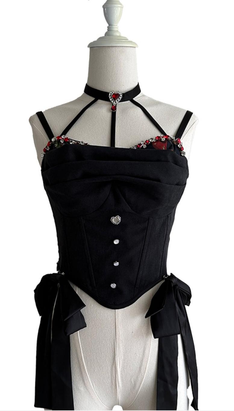 (Buy for me)Gloaming~Sweet Lolita Cherry print Short Sleeve OP and SK Set (2XL L M S XL) 28840:322740
