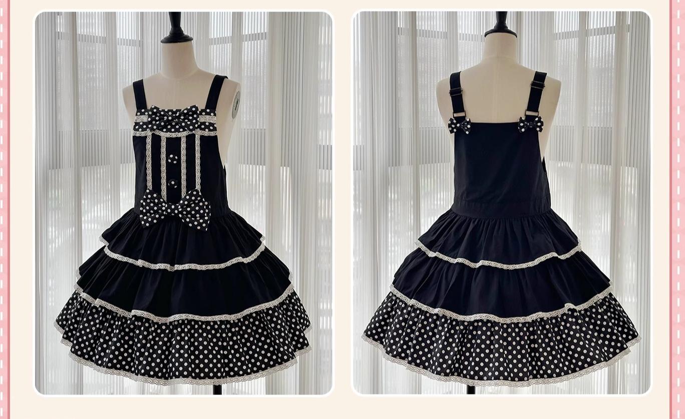 Sweet Dream Sheep - Polka Dot Tri-Hem - Cotton Sweet Lolita Salopette, Peter-pan Shirt