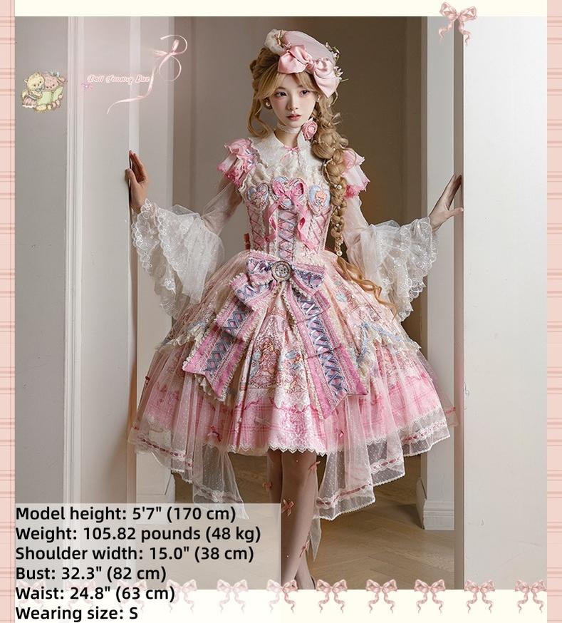 YingLuoFu - Doll Fantasy Box - Sweet Lolita JSK Dress & Tulle Blouse Set 44261:801526