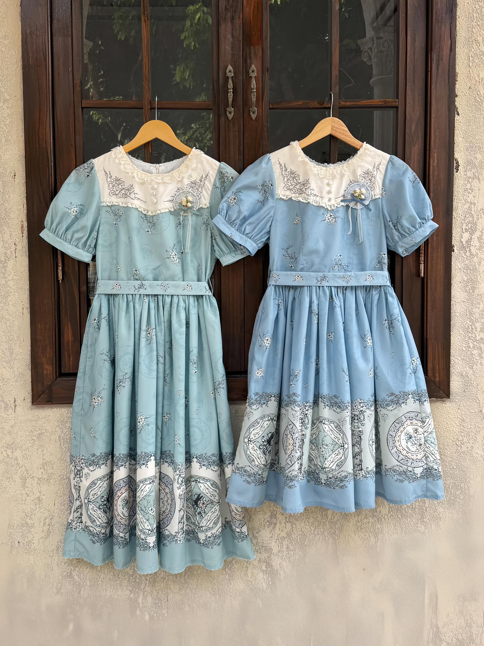 Small Porcelain Plate - Classic Lolita Plate Print OP, Embroidered Collar 45786:862773