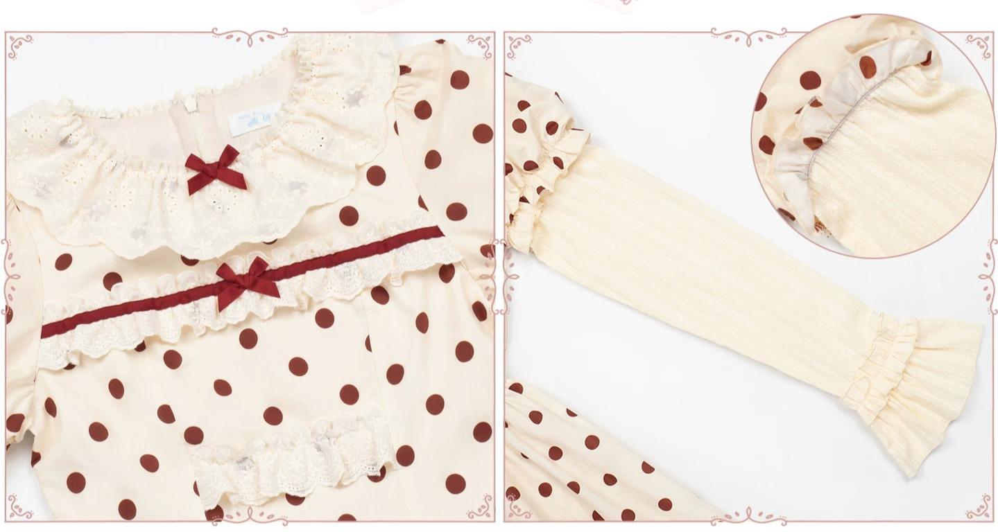 Polka Dot Lollipop - Cotton Old School Lolita Polka Dot OP Dress 45768:861569