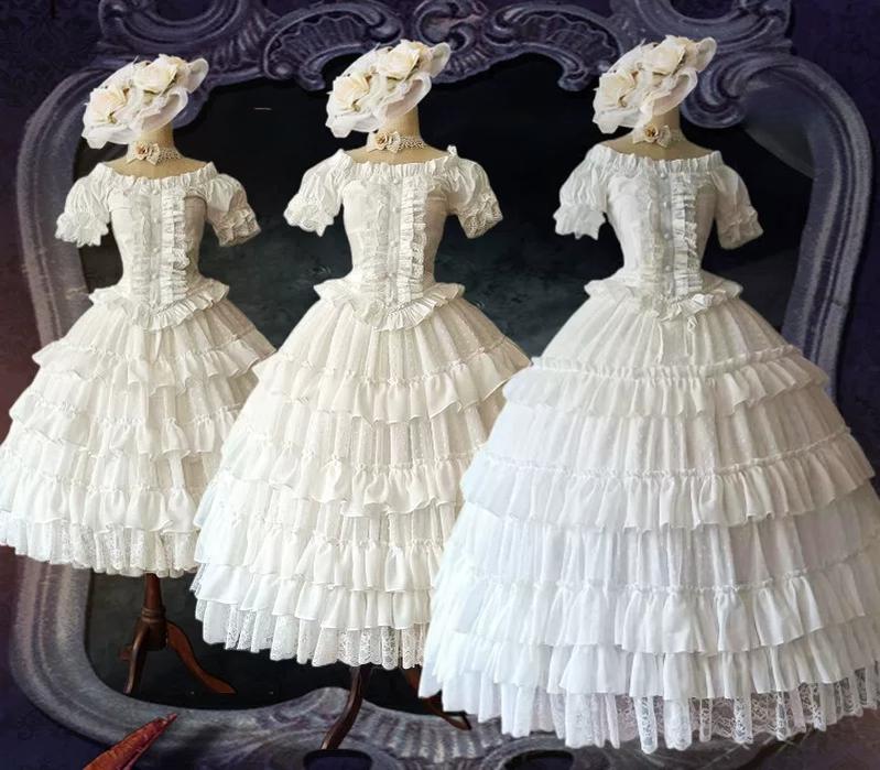 Wedding Lolita Long Volume Underskirt, Layered Ruffles 46117:875483