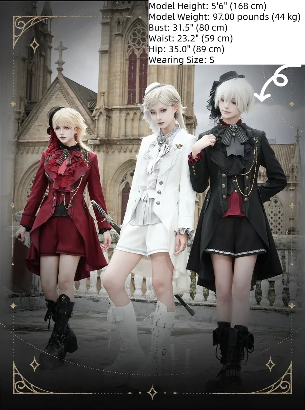 Chapter Seven - Jacquard Faux Two-piece Coat Set, Ruffled Collar Shirt