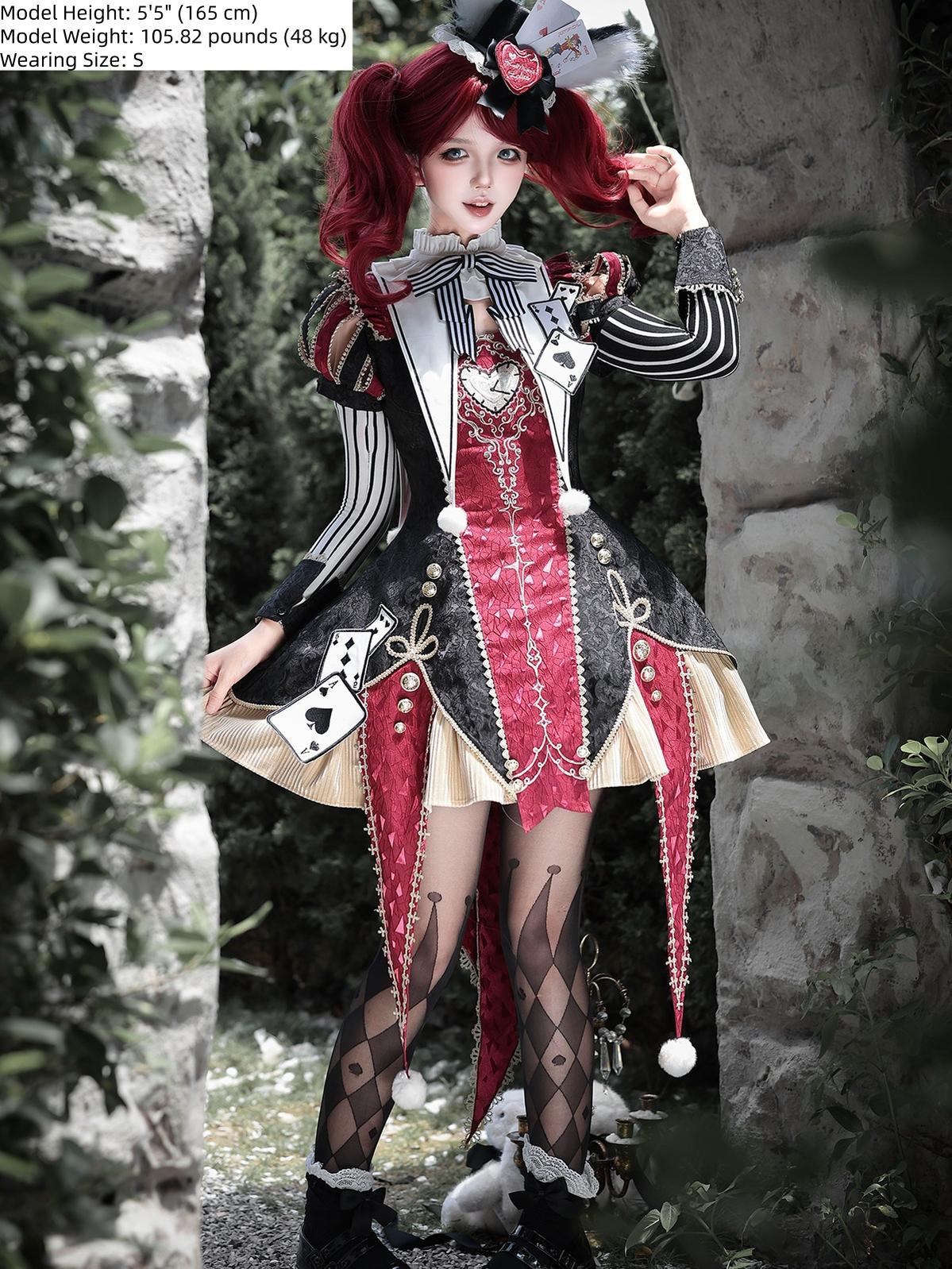 Circus Fantasy Night - Gothic Lolita Jacquard Dress, Pointed Tail Hem 45689:859529