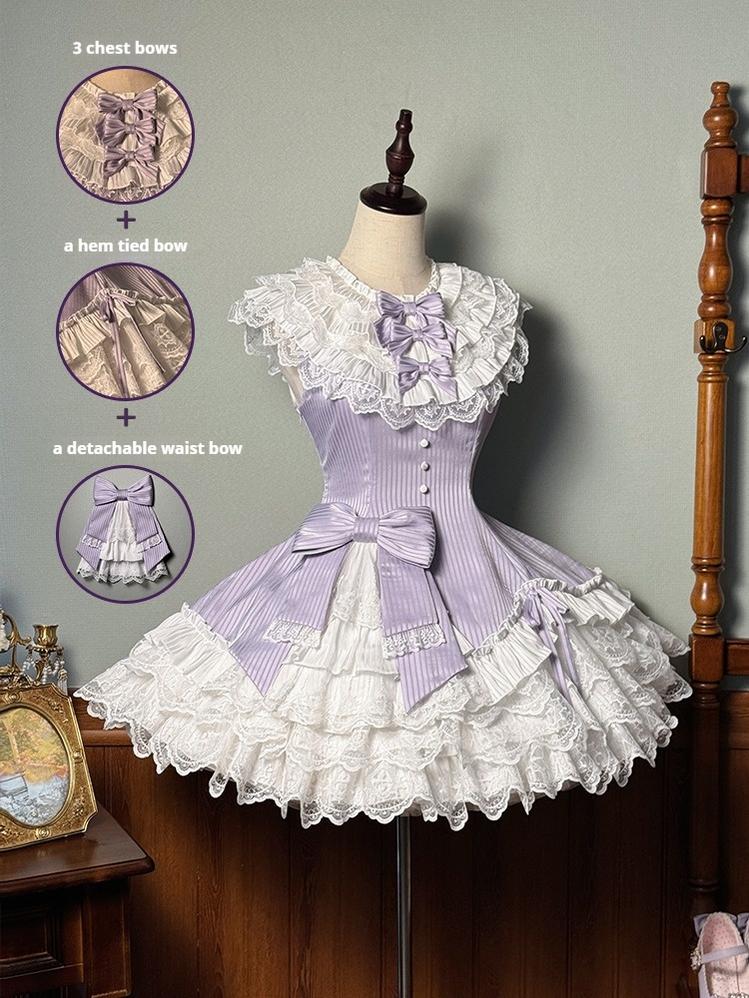 Alice Girl~Arrogant Miss~Sweet Lolita Jumper Dress with Tiered Lace Dress (L M S XL XS) 41484:699992