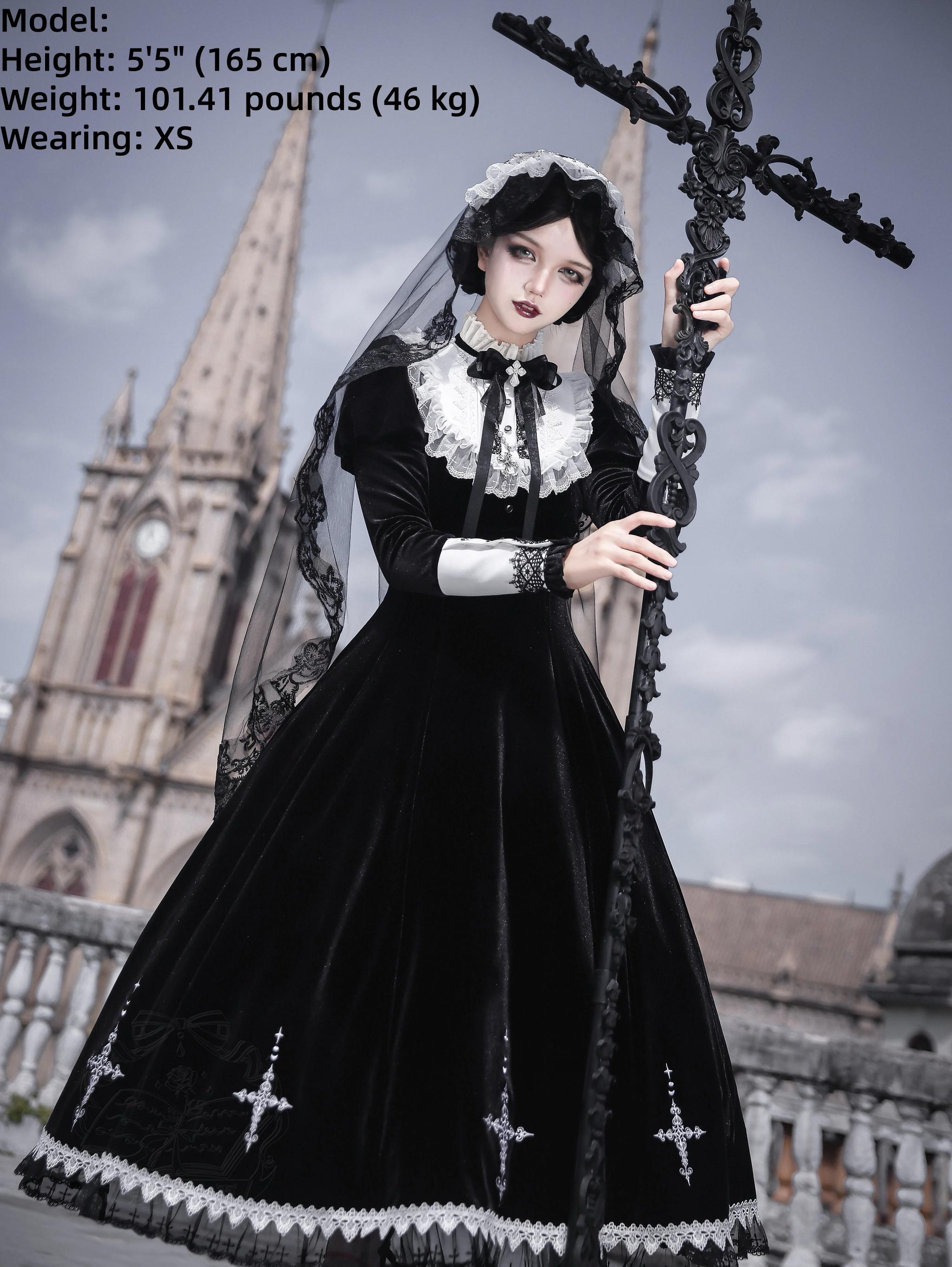 Cross Craft - Ten-Panel Cut Gothic Lolita OP, Embroidered Crosses 44402:806610