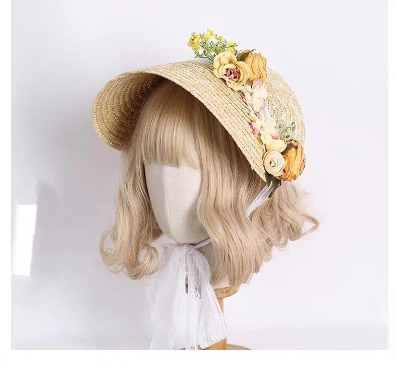 Xiaogui - Vintage Lolita Rose Charred Edge Flower BNT One Size yellow