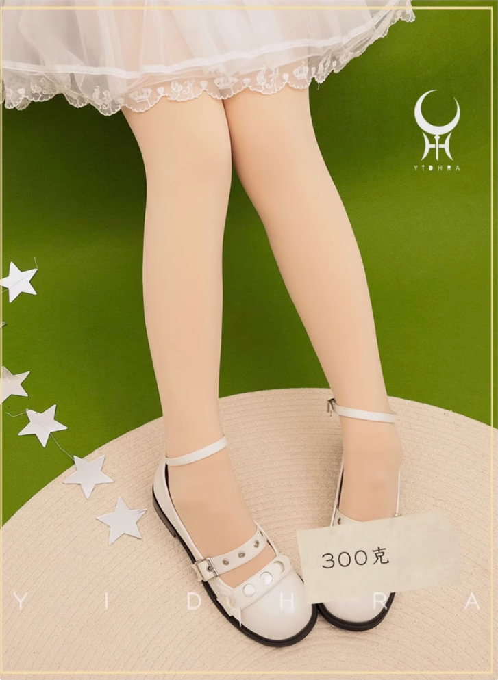 Yidhra - 120D Daily Lolita Velvet Spring Leggings, Solid Color One Size 300g-skin color / fleece-lined version