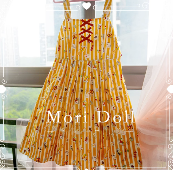 Mori Doll~Daily Lolita Colorful Patterns JSK Multicolors S bear and sushi print (L M S) 20548:290056