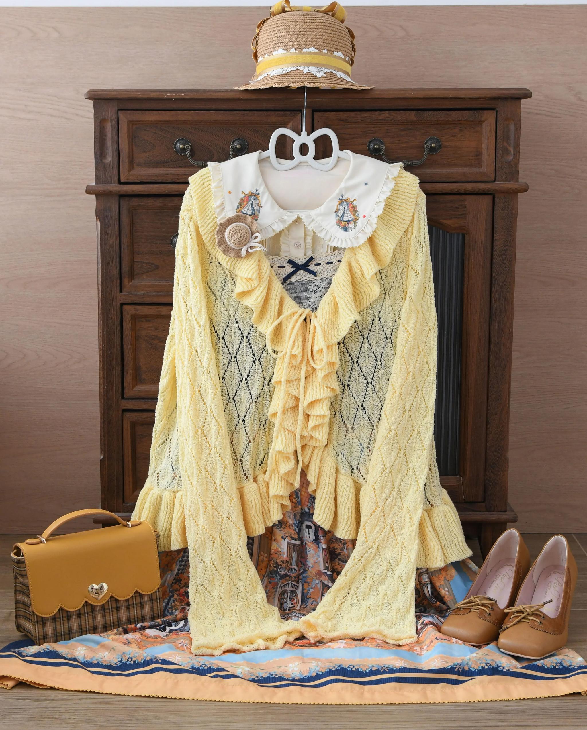 Sunset Bouquet - Elegant Lolita Cardigan, Flounce Hem