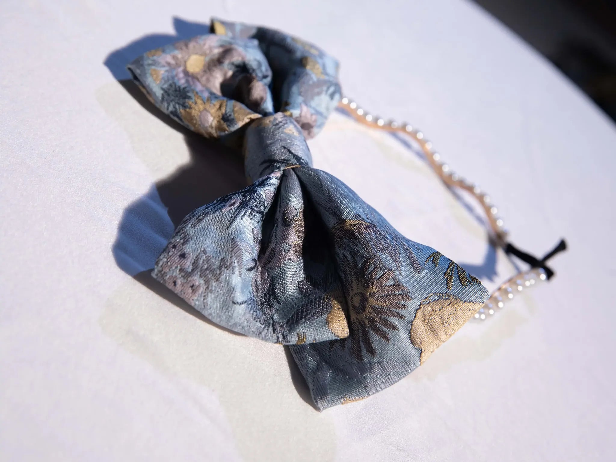 ZJstory - Gilded Years 4.0 - Classic Lolita Accessories Retro Lolita Headdress and Waistband blue flower pearl KC only One Size