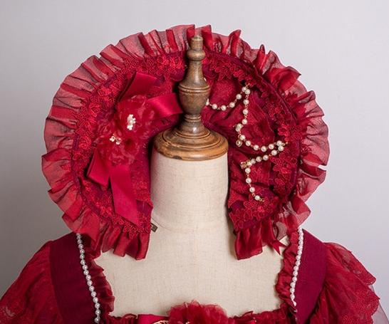 Waltz - Classic Lolita Accessories, Long Mesh Trailing BNT Only Burgundy