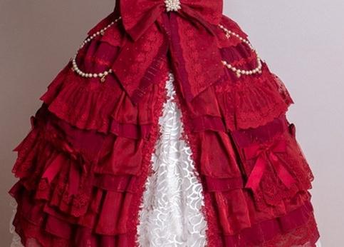 Waltz - Classic Lolita Accessories, Long Mesh Trailing Waist Chain Only Burgundy