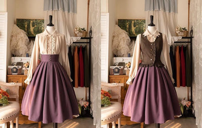 Forest Wardrobe~Forest Basket~Elegant Lolita SK Gingham Pleated Skirt   