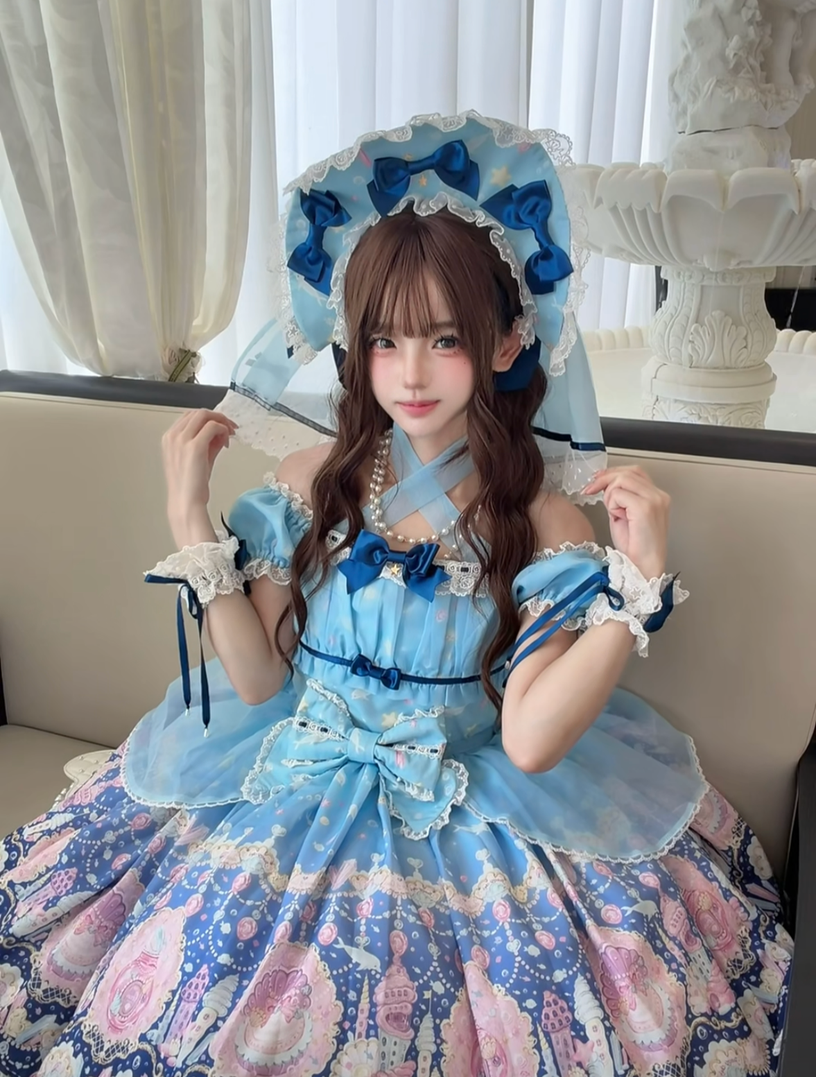 Dolphin Perfume Bottle - Sweet Lolita JSK & Halter OP, Dolphin & Perfume Bottle Print 45944:868825