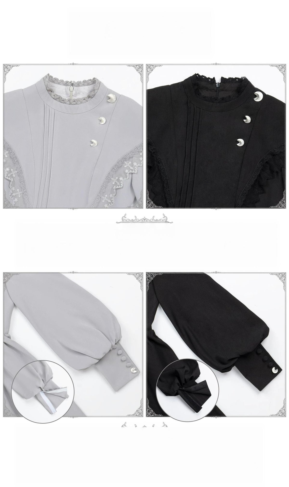 Moon Phase - Gothic Lolita OP Dress Set, Detachable Cross-Shaped Apron 46035:873477
