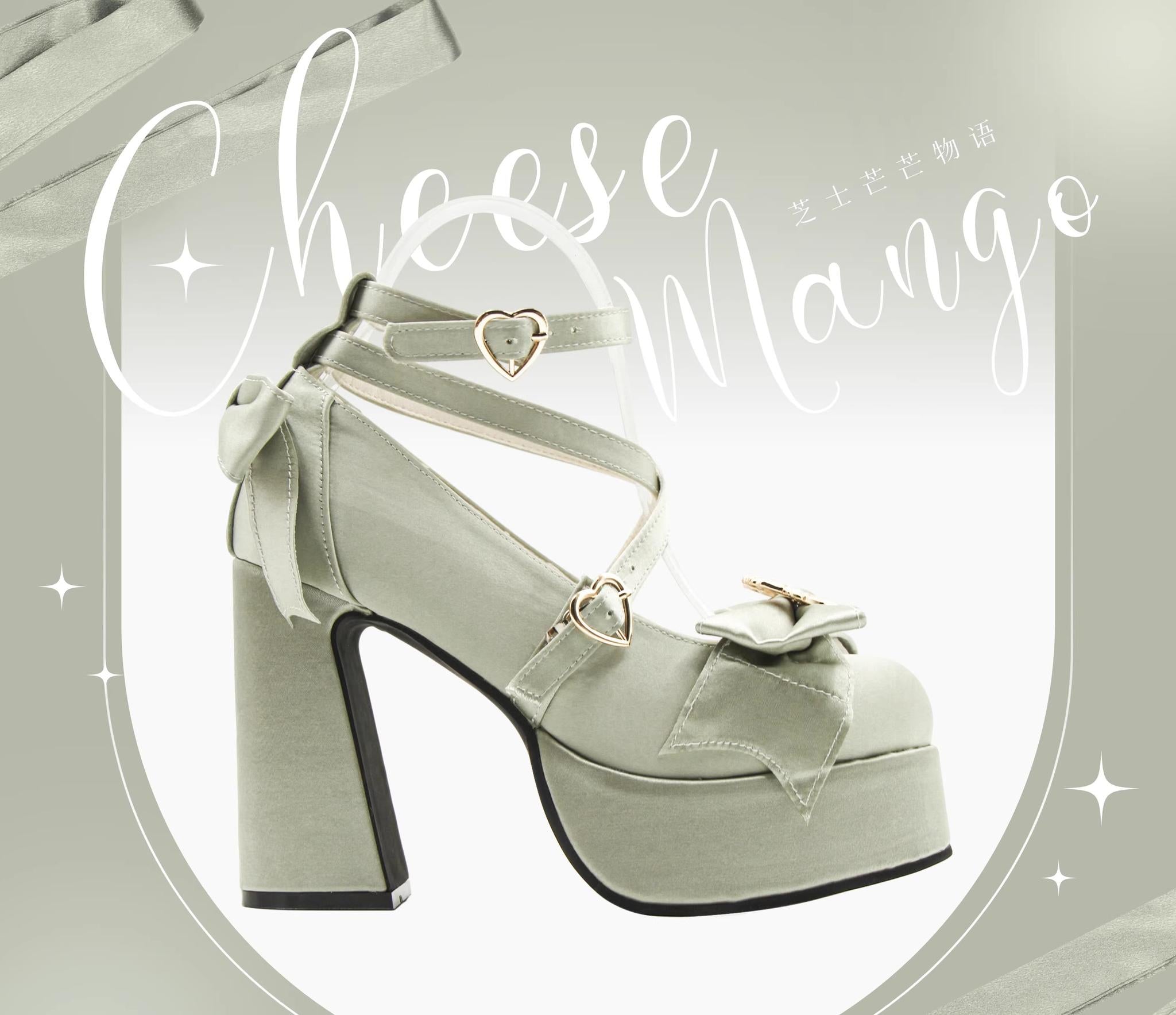 Cheesecake - Mousse Heart - Sweet Lolita High Heel Shoes Mary Jane Love Heel Shoes Green 34