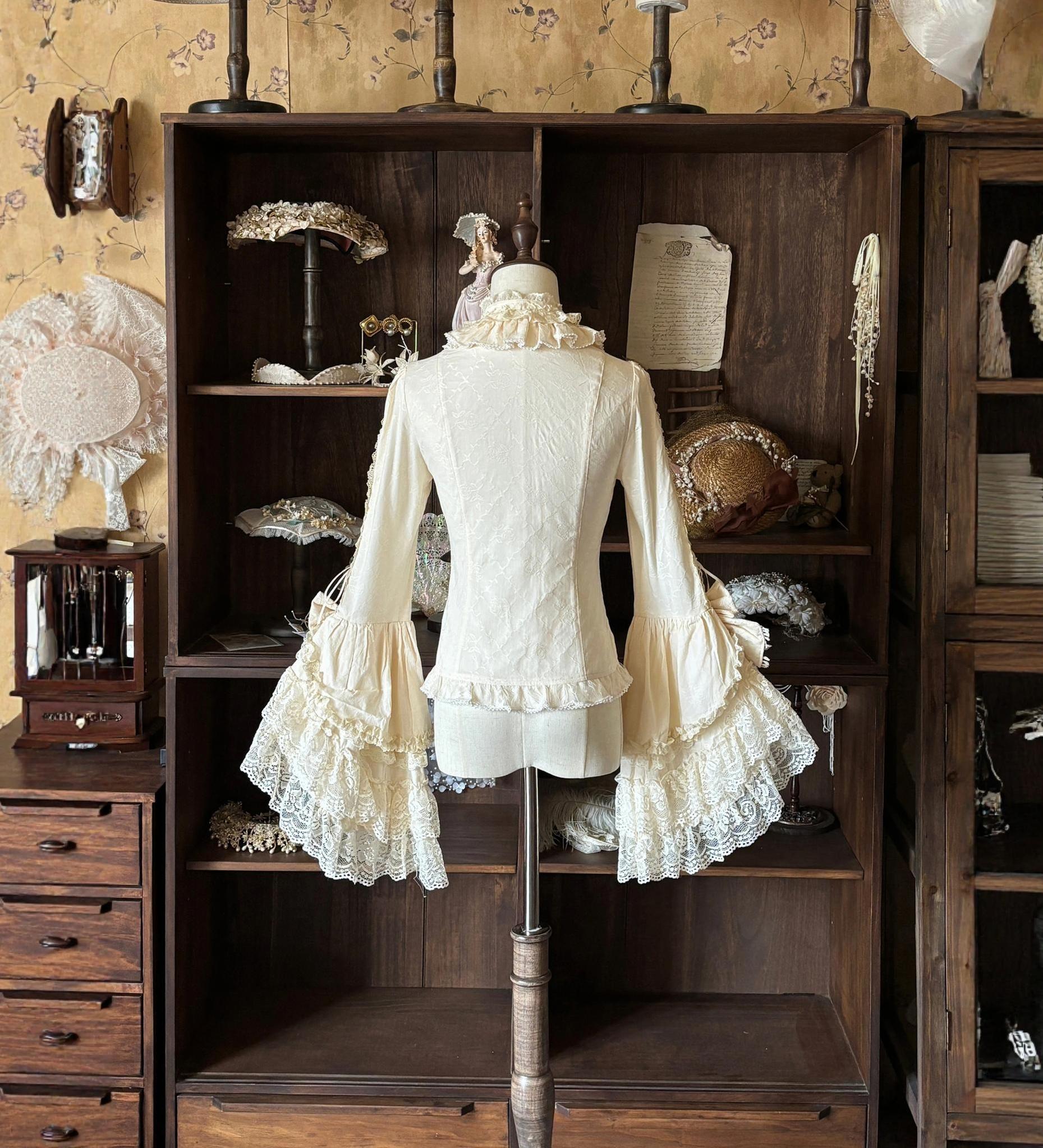 Encounter Spring - Classic Lolita Hime Sleeve Blouse, Detachable Jabot 45225:841354