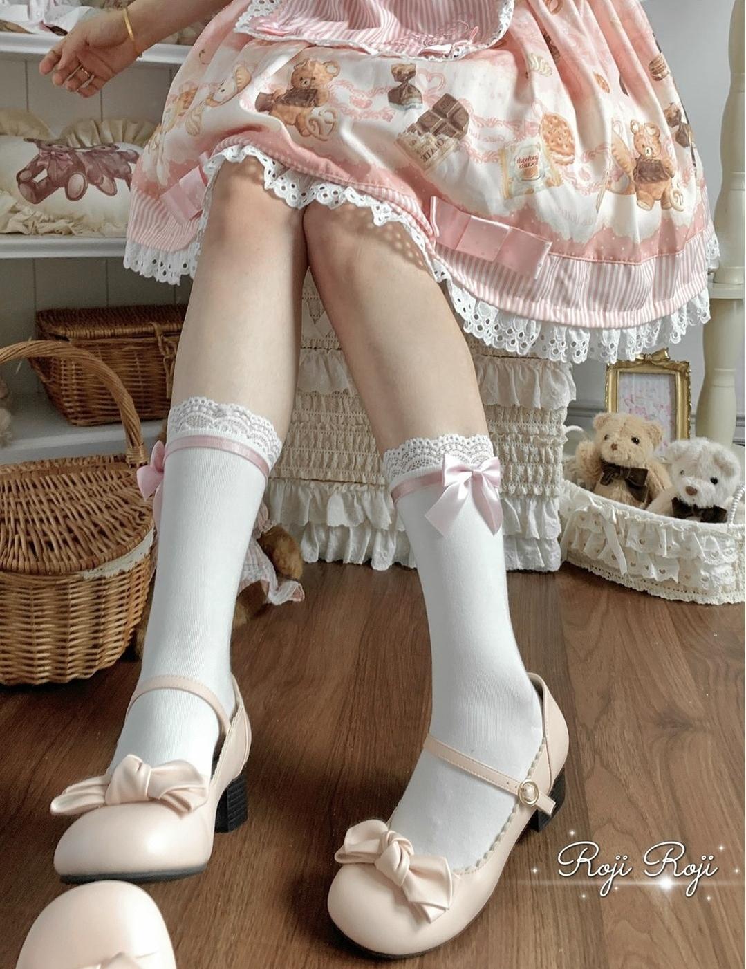 Roji Roji - Sweet Lolita Socks With Lace & Bow Details 43796:785836