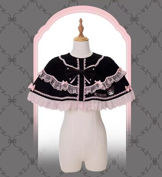 IP Collaboration Sweet Lolita JSK Dress Set,Kuromi Details Printed Cape Only XS