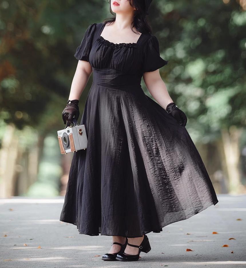 Forest Wardrobe - Forest Gallery - Classic Lolita OP Dress Vintage Cake Tail Dress S Black