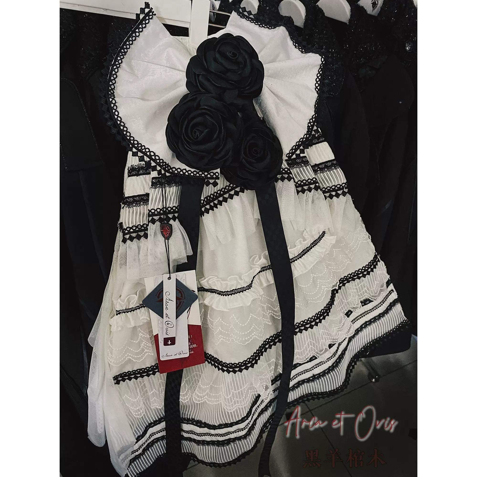 Arca et Ovis - Gothic Lolita Trailing Prince Series Lace Single-Sided Trailing Multicolors white and black