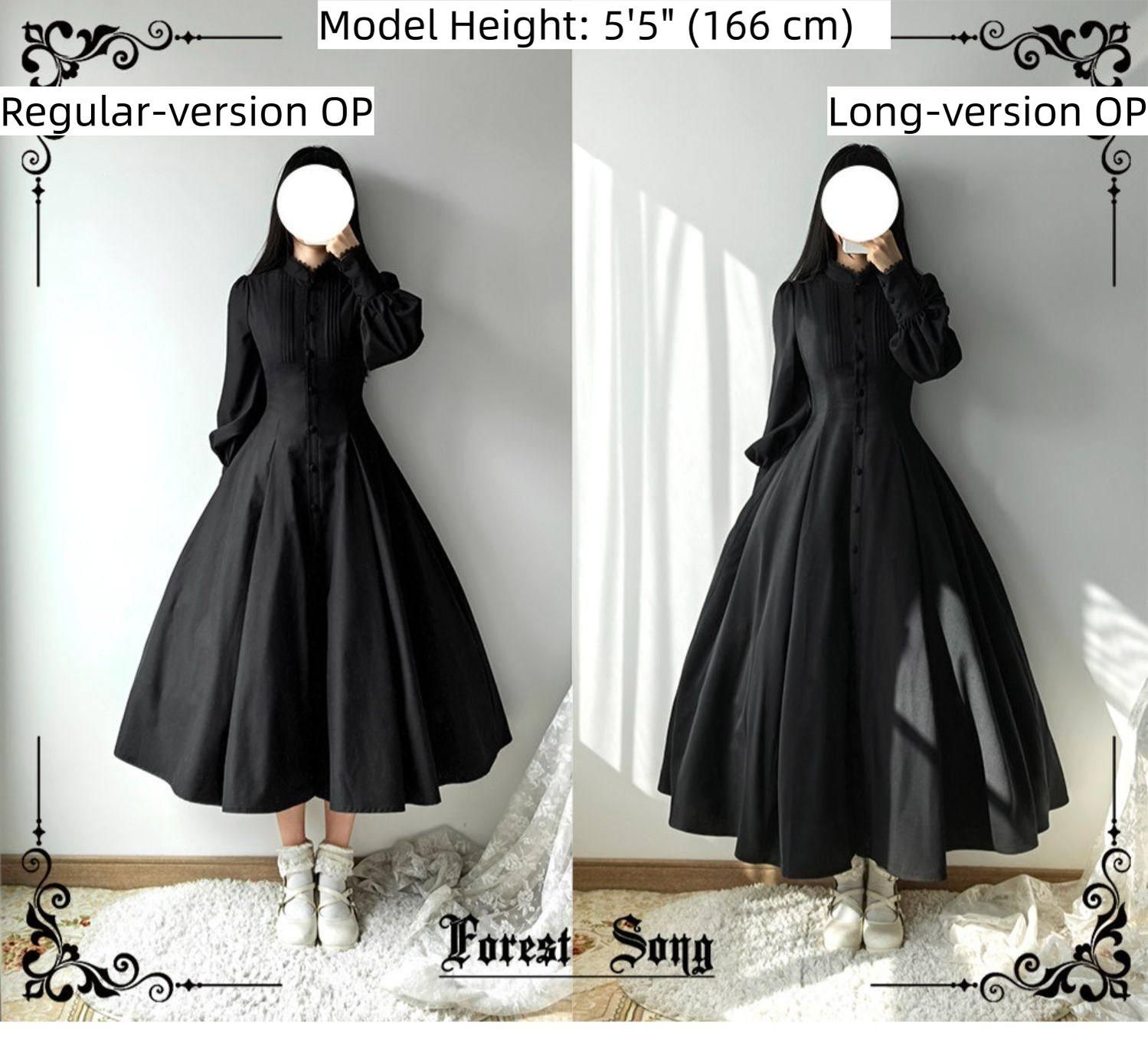 Astrea - Black Classic Lolita Long OP Dress, Side Pockets