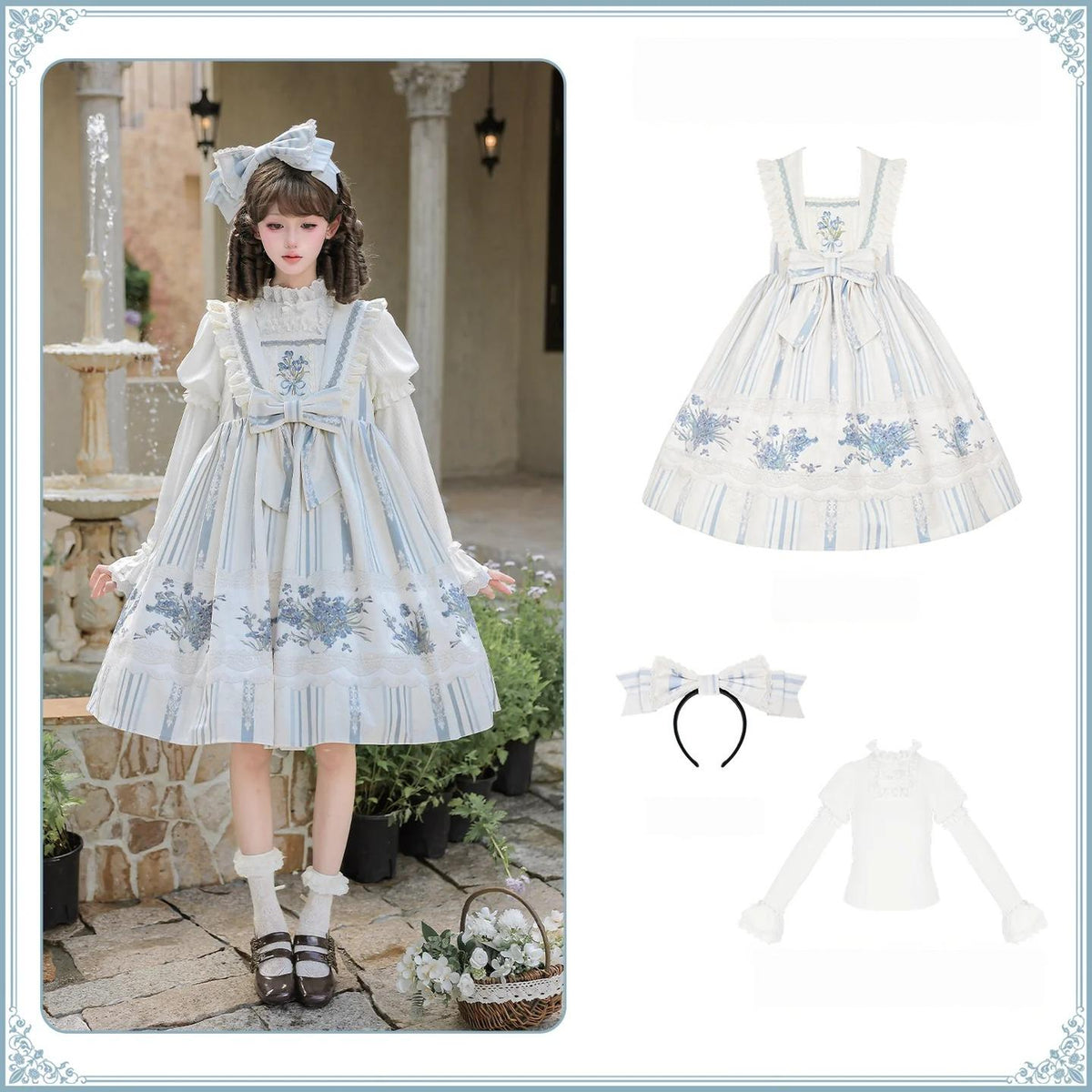 Iris - Classic Lolita JSK Dress Set, Iris Print and Embroidery (L M S XL) 45997:871550
