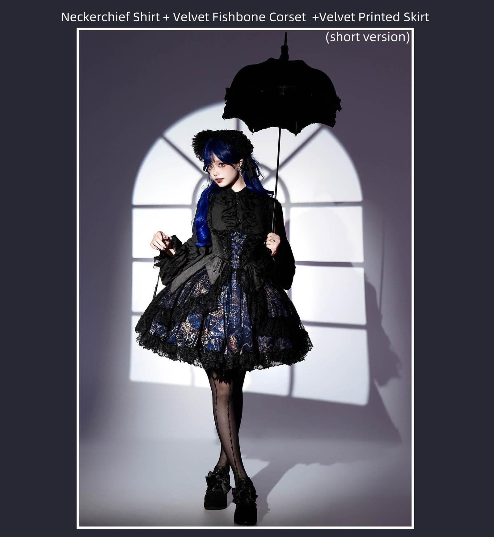 SUSIN - Night Traveler - Classic and Elegant Gothic Dress with Colorful Window Prints 39250:628622