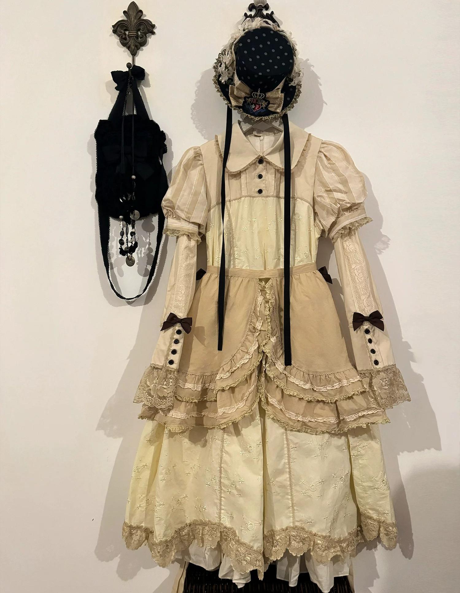 Wild Lotus Collection - Cotton Old School Lolita Dress, Floral Print (L M S XL XS) 45395:850824