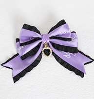 Xiaogui - Sweet Lolita Ribbon Bow Hair Clips letters black and purple fish mouth clip