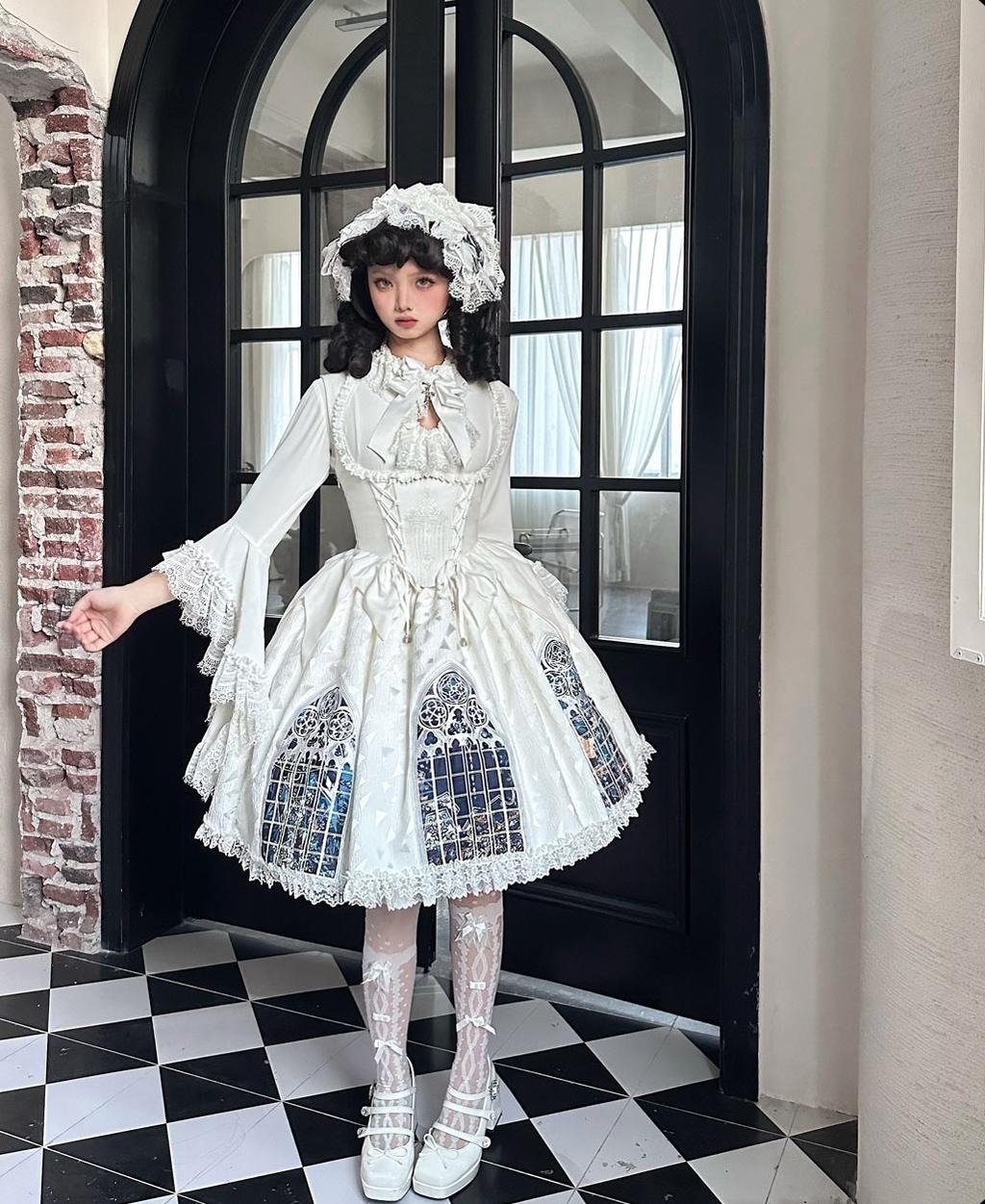 Susin Lolita - Night Traveler - Gothic Lolita Skirt Outfit Long Coat Shirt and Bustier Set 42118:727518